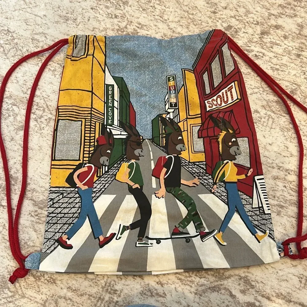 Colorful Drawstring Backpack with Street Art Design